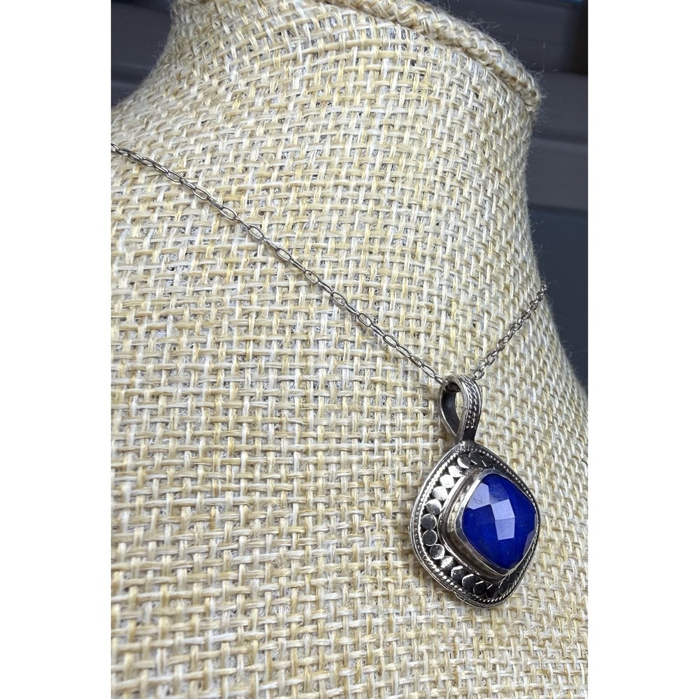 Anna Beck .925 Signed Lapis Lazuli Pendant Necklace Sterling Silver
